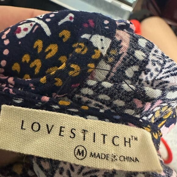 Lovestitch  Dress M Boho Floral Maxi V-Neck Tassel Back Smocked Waist Rayon - Picture 9 of 13